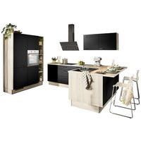 ECKKÜCHE XO 21  in Schwarz, Tannenholzfarben  - Tannenholzfarben/Schwarz, Design, Holzwerkstoff/Metall (150/280/121,6cm) - Xora