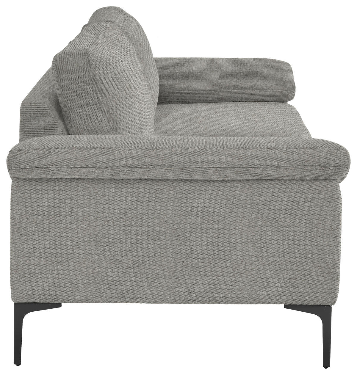 3-SITZER-SOFA in Flachgewebe Hellgrau  - Hellgrau/Schwarz, Design, Textil/Metall (226/89/97cm) - Pure Home Lifestyle