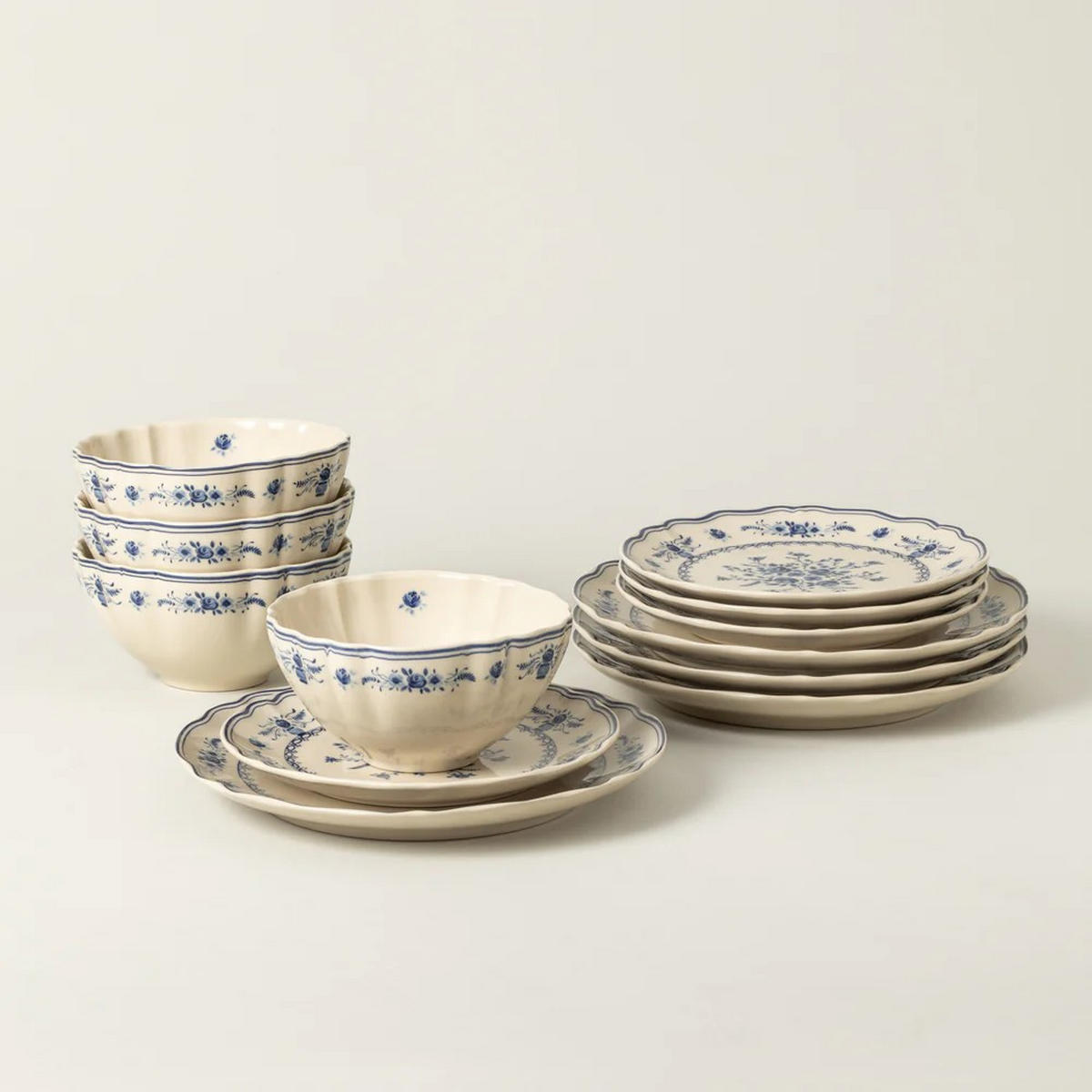 KOMBISERVICE Blau, Creme VILA 12-teilig 4 Personen  - Blau/Creme, Basics, Keramik - Costa Nova