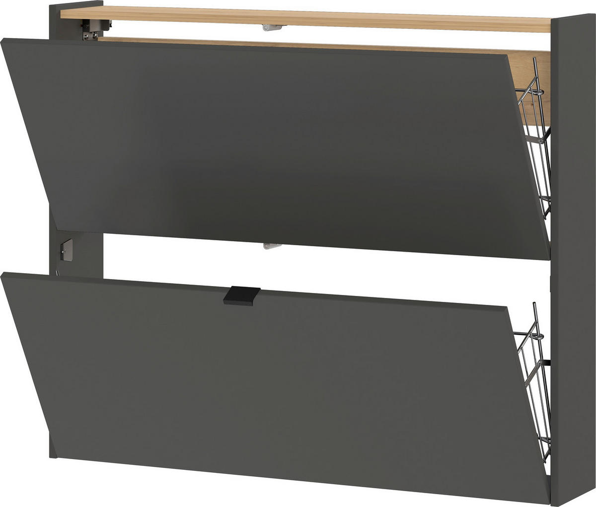 HÄNGESCHUHSCHRANK Graphitfarben, Eichefarben  - Eichefarben/Schwarz, Design, Holzwerkstoff/Metall (100/83/18cm)