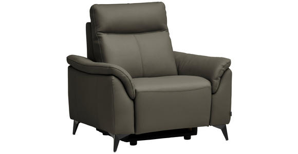 SESSEL in Echtleder Grau  - Schwarz/Grau, Design, Leder/Metall (107/105/98cm) - Belluti