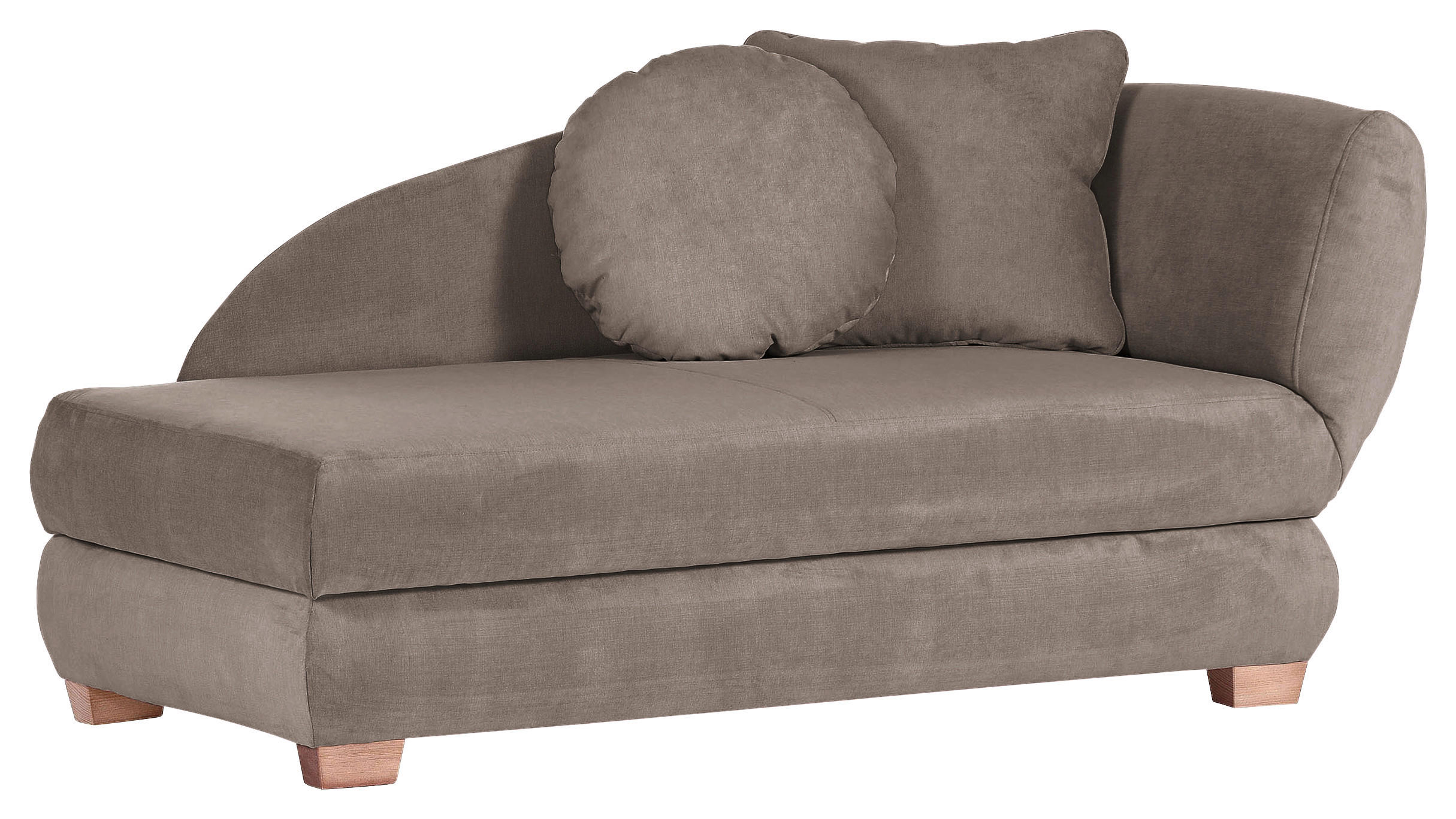 RÉCAMIERE Taupe Mikrofaser  - Taupe/Eichefarben, LIFESTYLE, Holz/Textil (176/85/88cm) - Xora
