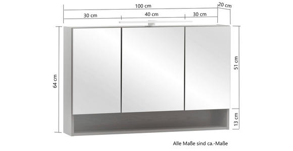 SPIEGELSCHRANK 100/64/20 cm  - Graphitfarben, Natur, Holzwerkstoff (100/64/20cm) - Xora