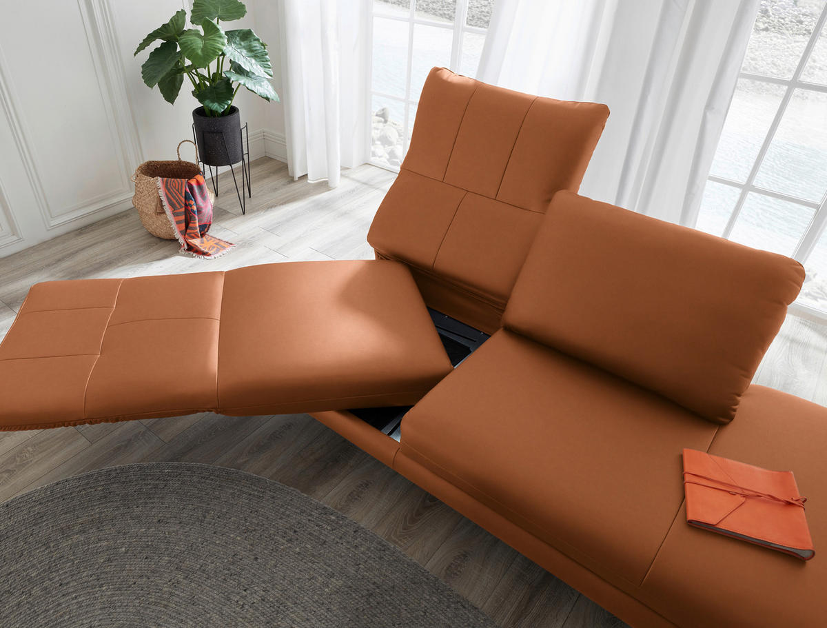 RÉCAMIERE in Echtleder Cognac  - Chromfarben/Cognac, Design, Leder/Metall (209/85-109/95-16cm) - Dieter Knoll