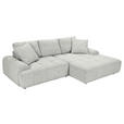 Ecksofa mit Funktion Creme Flachgewebe Zierkissen, Rückenkissen, Bettkasten, Schlaffunktion, Rücken echt, Liegefläche im Originalstoff  - Creme/Schwarz, KONVENTIONELL, Kunststoff/Textil (277/190cm) - Carryhome