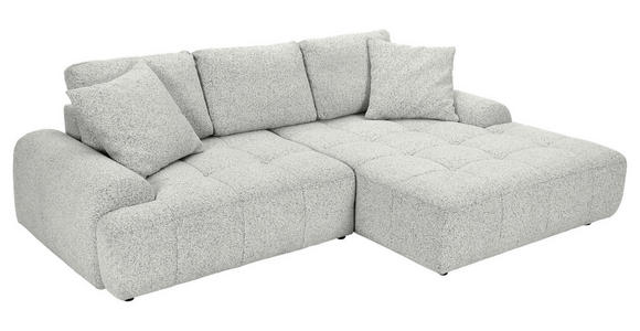 Ecksofa mit Funktion Creme Flachgewebe Zierkissen, Rückenkissen, Bettkasten, Schlaffunktion, Rücken echt, Liegefläche im Originalstoff  - Creme/Schwarz, KONVENTIONELL, Kunststoff/Textil (277/190cm) - Carryhome