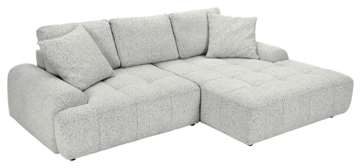 Ecksofa mit Funktion Creme Flachgewebe Zierkissen, Rückenkissen, Bettkasten, Schlaffunktion, Rücken echt, Liegefläche im Originalstoff  - Creme/Schwarz, KONVENTIONELL, Kunststoff/Textil (277/190cm) - Carryhome