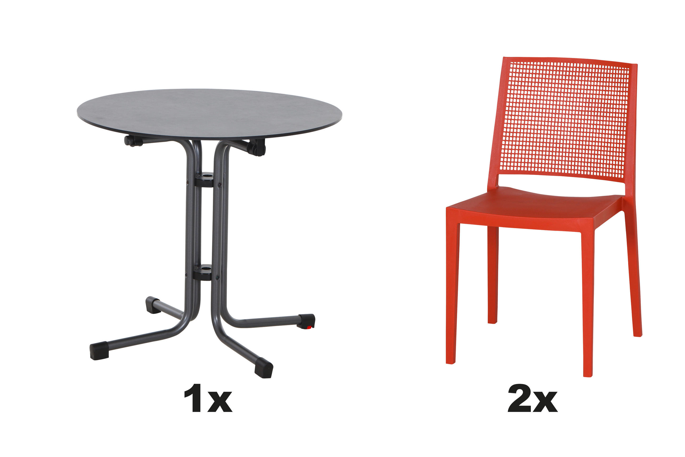 GARTENGARNITUR 3-teilig Stahl  - Anthrazit/Rot, Basics, Kunststoff/Metall (80/80/80cm) - Siena Garden