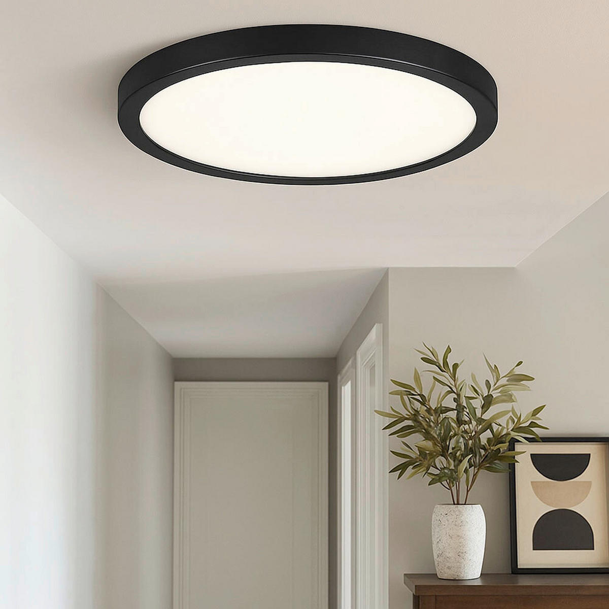 LED-DECKENLEUCHTE 40/3,6 cm   - Schwarz/Weiß, Design, Kunststoff/Metall (40/3,6cm) - Globo