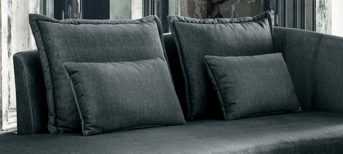 OTTOMANE in Velours Blau  - Blau/Schwarz, Modern, Textil/Metall (211/85/102cm) - Livetastic