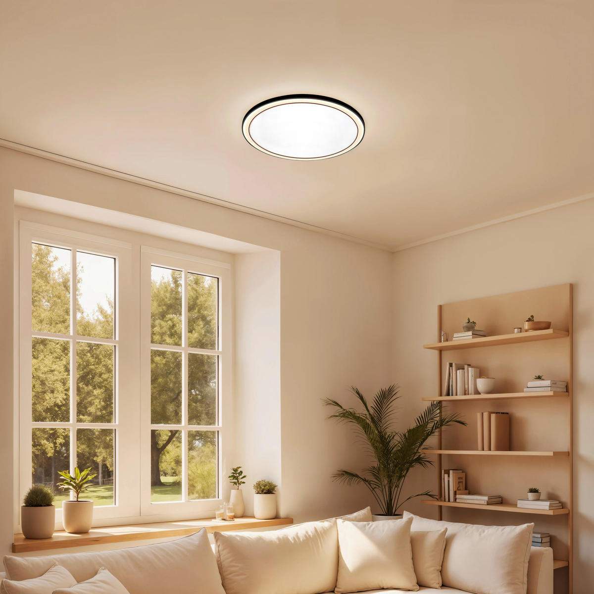 LED-DECKENLEUCHTE 48/4 cm   - Schwarz, KONVENTIONELL, Metall (48/4cm) - BOPP