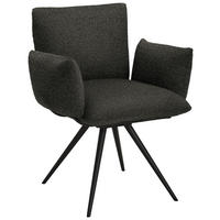 ARMLEHNSTUHL Stahl Struktur  - Dunkelgrau/Anthrazit, Natur, Textil/Metall (72/90/65cm) - Venjakob