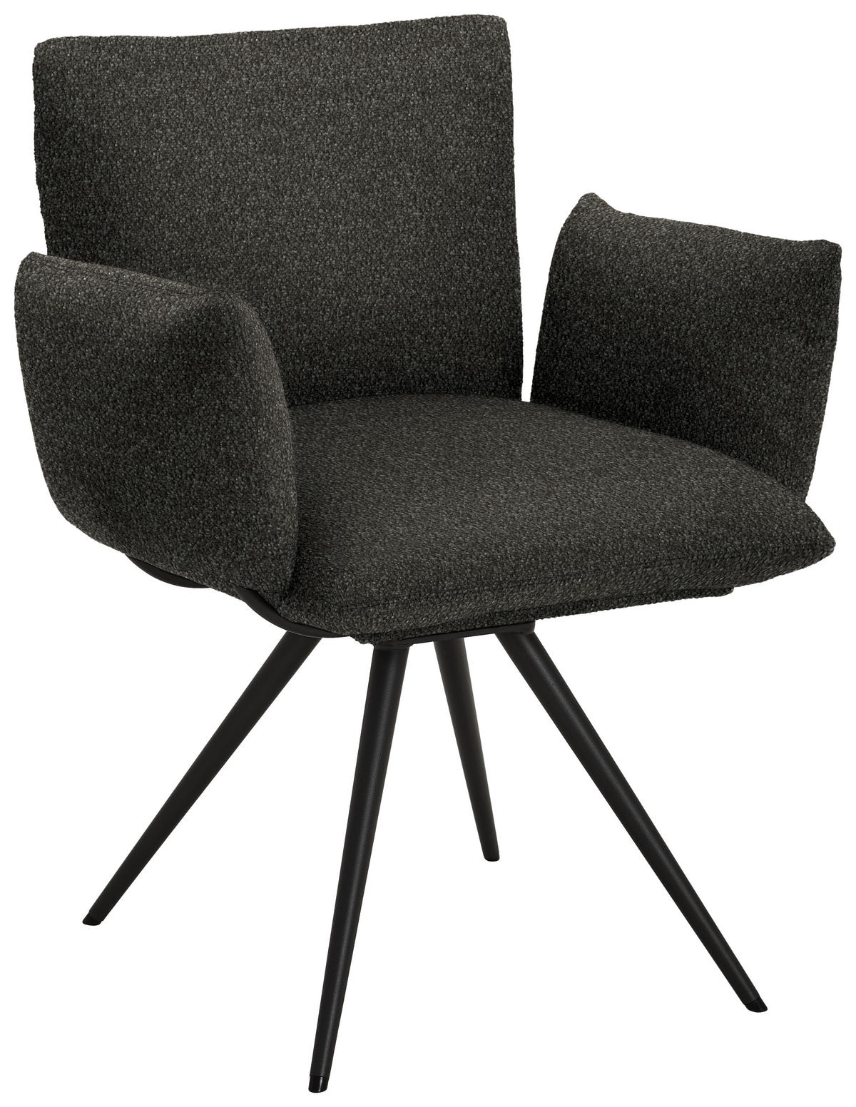 ARMLEHNSTUHL Stahl Struktur  - Dunkelgrau/Anthrazit, Natur, Textil/Metall (72/90/65cm) - Venjakob