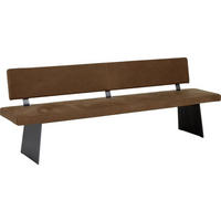 SITZBANK 240/85/56 cm Echtleder Braun, Nussbaumfarben Astnuss massiv Metall  - Nussbaumfarben/Schwarz, Natur, Leder/Holz (240/85/56cm) - Anrei