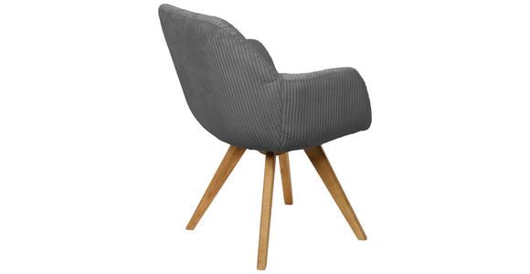 ARMLEHNSTUHL in Cord - Eichefarben/Grau, KONVENTIONELL, Holz/Textil (61/61/58cm) - Linea Natura