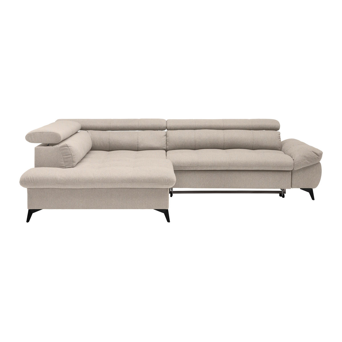 ECKSOFA in Chenille Beige  - Beige/Schwarz, Modern, Textil/Metall (201/296cm) - Livetastic
