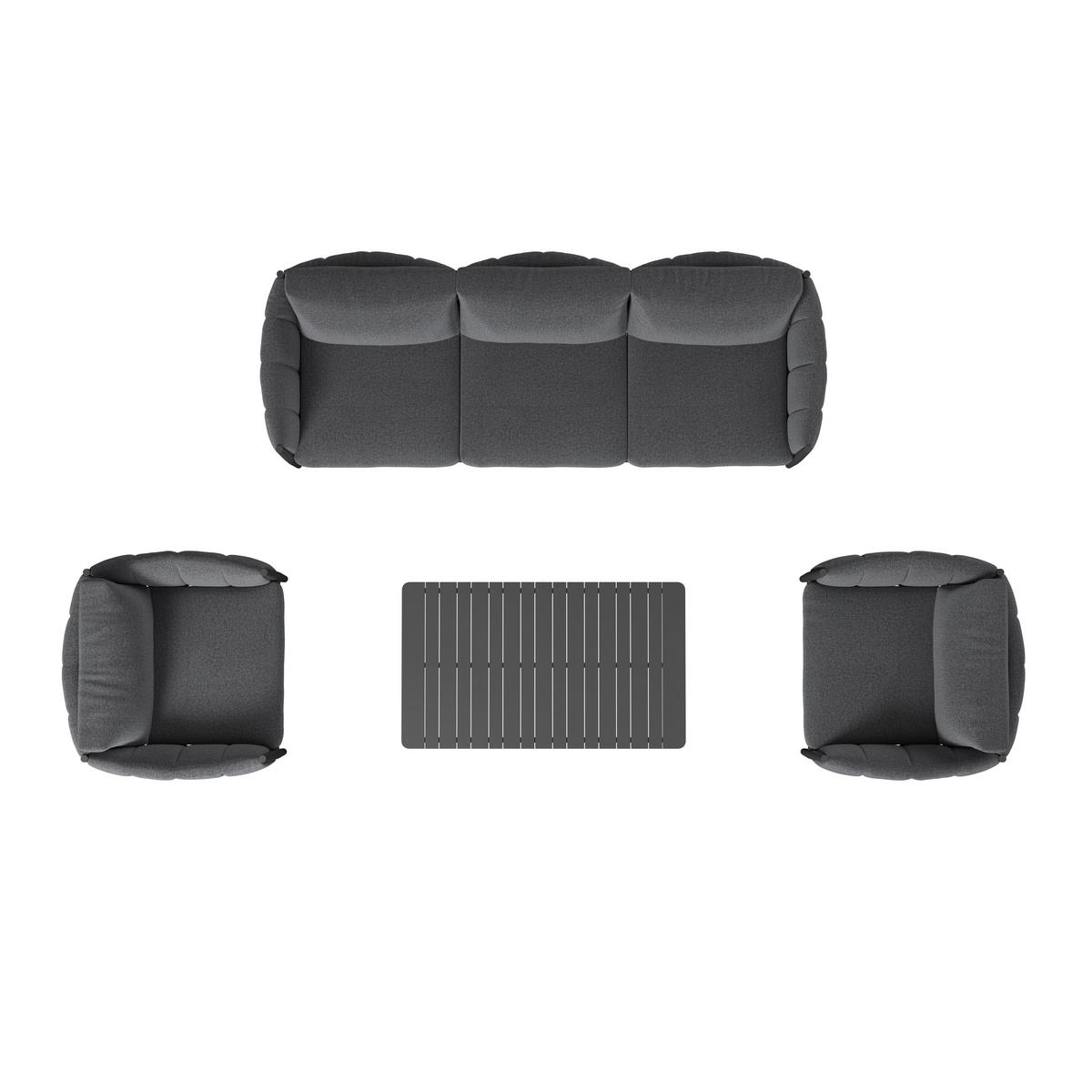 LOUNGEGARNITUR Aluminium  - Dunkelgrau/Grau, MODERN, Textil/Metall (393/69/174cm) - Ambia Garden