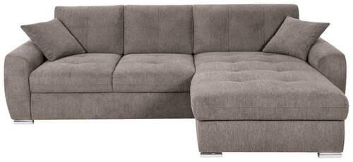 ECKSOFA in Mikrofaser Taupe  - Taupe/Chromfarben, Modern, Kunststoff/Textil (276/193cm) - Hom`in