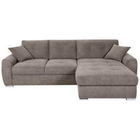 ECKSOFA in Mikrofaser Taupe  - Taupe/Chromfarben, Modern, Kunststoff/Textil (276/193cm) - Hom`in