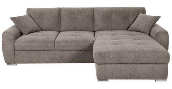 ECKSOFA in Mikrofaser Taupe  - Taupe/Chromfarben, MODERN, Kunststoff/Textil (276/193cm) - Hom`in