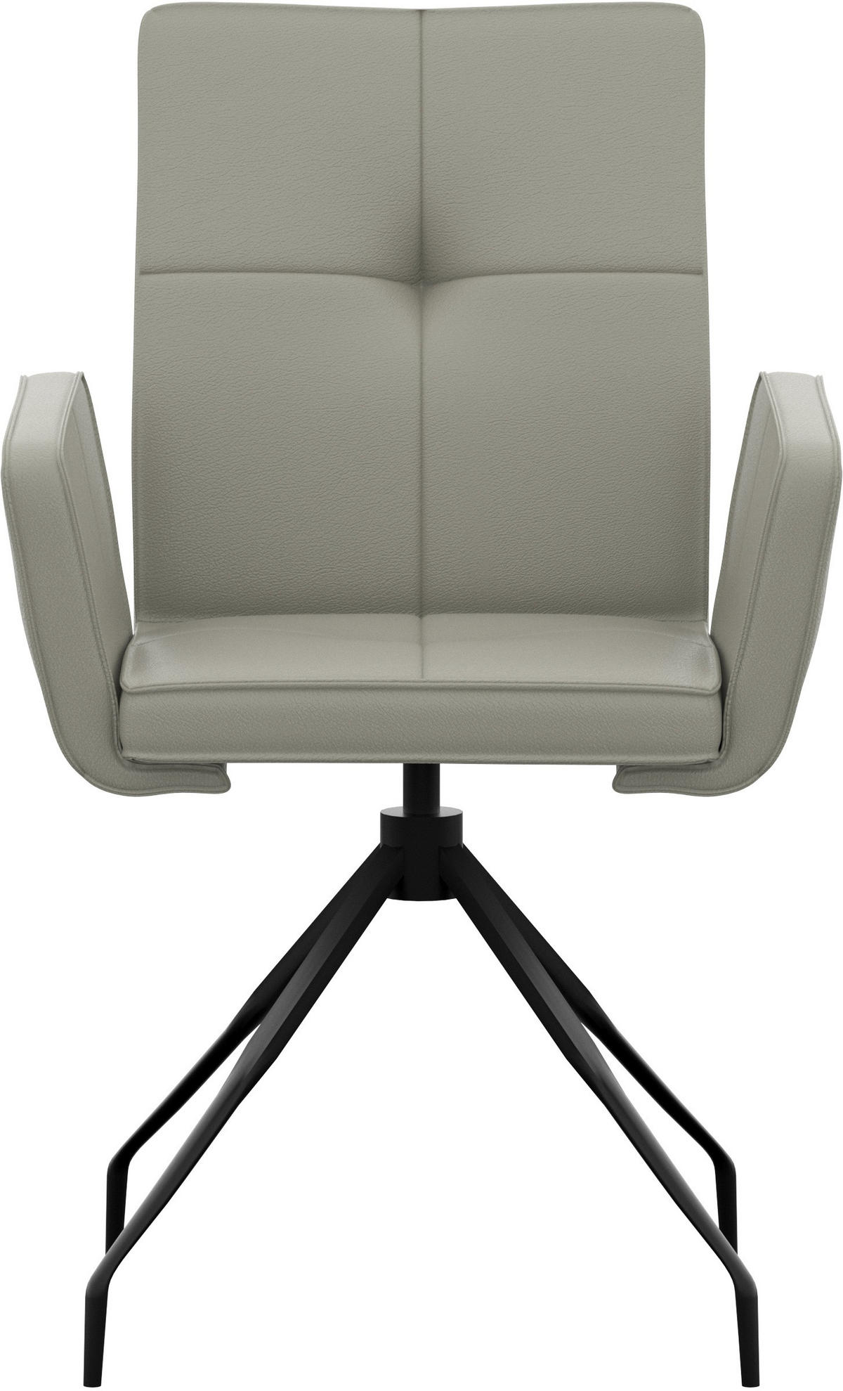 ARMLEHNSTUHL  , Lederauswahl, Sitzfläche 180° drehbar  ,  , Echtleder  - Hellgrau/Schwarz, Design, Leder/Metall (65/91/58cm) - Moderano