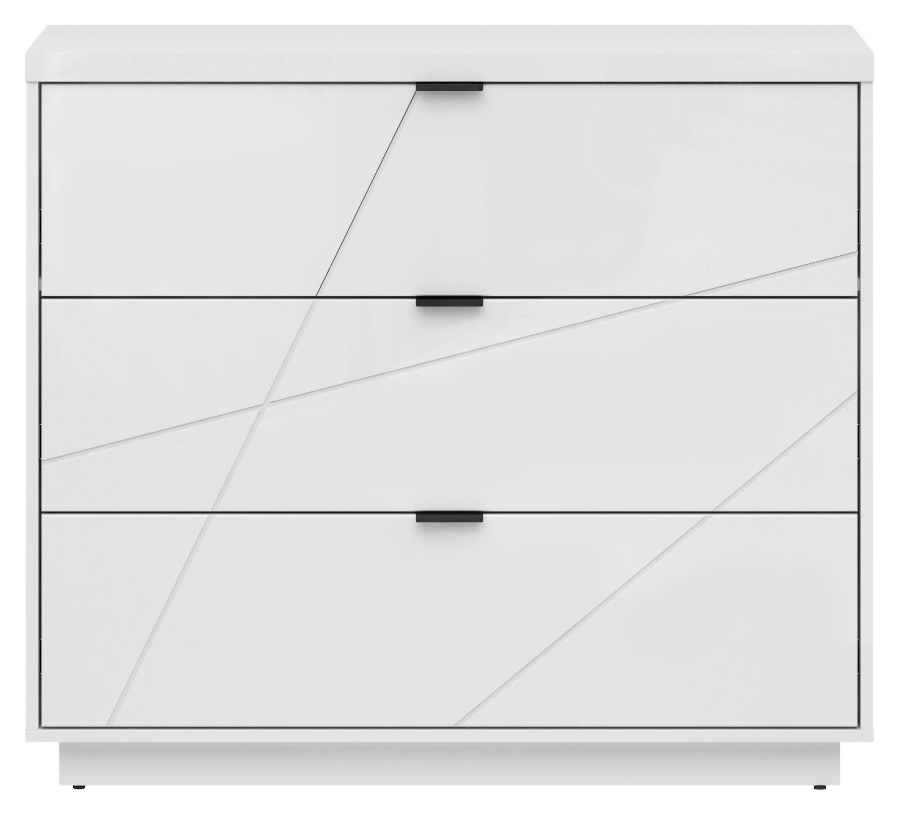 KOMMODE  in 106/93/42,5 cm  - Weiß Hochglanz/Schwarz, MODERN, Holzwerkstoff/Kunststoff (106/93/42,5cm) - MID.YOU