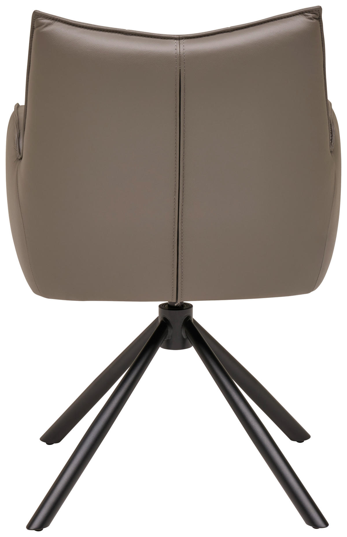 Armlehnstuhl Leder Grau  Sitzfläche 360° drehbar, automatische Rückholfunktion  Echtleder  Grau  - Schwarz/Grau, MODERN, Leder/Metall (58,5/87,5/61cm) - Livetastic