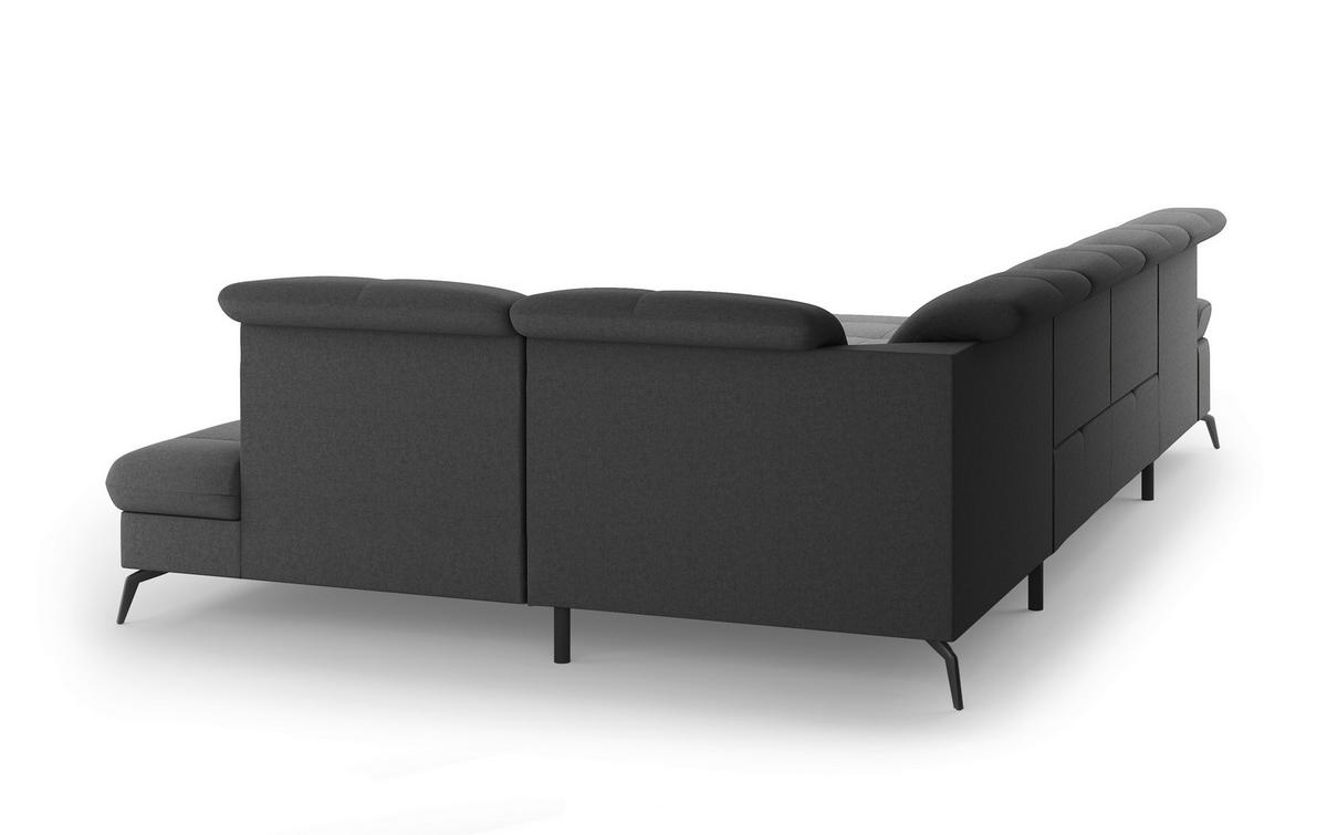 WOHNLANDSCHAFT in Flachgewebe Dunkelgrau  - Dunkelgrau/Schwarz, Konventionell, Textil/Metall (185/357/231cm) - Sit & More