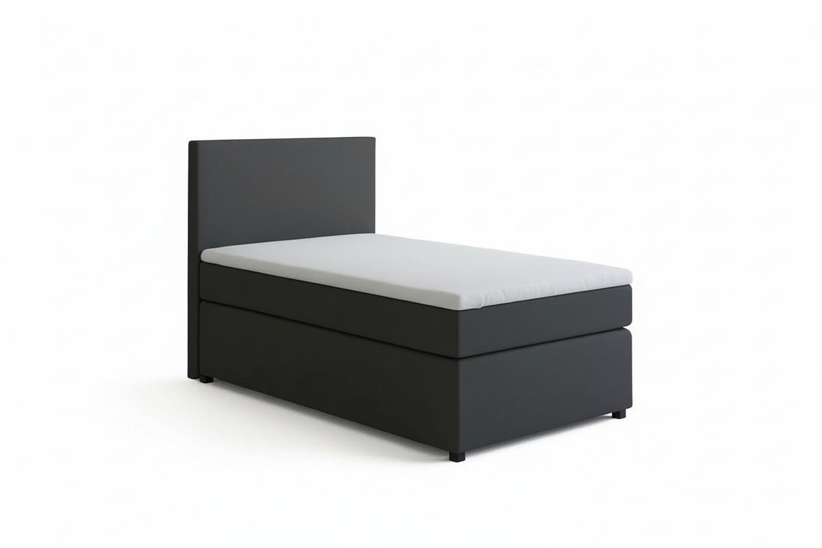 BOXSPRINGBETT 90/200 cm,  in Anthrazit, Matratze, Topper, H3 = fest  - Anthrazit/Schwarz, MODERN, Kunststoff/Textil (90/200cm) - MID.YOU