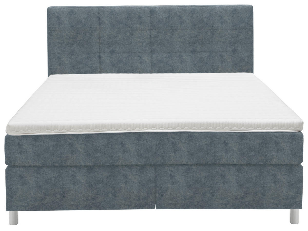 BOXSPRINGBETT 180/200 cm  in Dunkelgrau  - Chromfarben/Dunkelgrau, Konventionell, Kunststoff/Textil (180/200cm) - Voleo