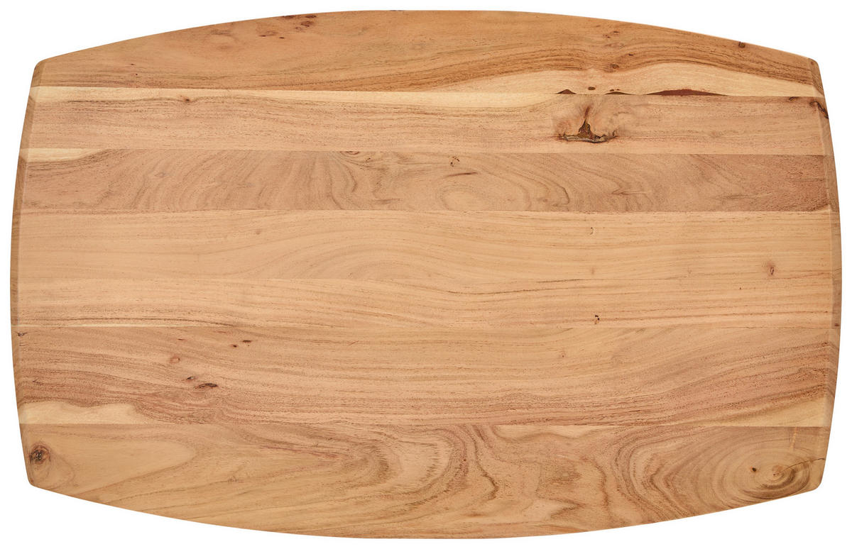 COUCHTISCH Akazie Hartholz 110/70/45 cm bootsförmig Schwarz, Akaziefarben  - Schwarz/Akaziefarben, Design, Holz/Metall (110/70/45cm) - Livetastic