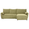 ECKSOFA in Cord Hellgrün  - Schwarz/Hellgrün, Konventionell, Kunststoff/Textil (266/180cm) - MID.YOU