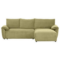 ECKSOFA in Cord Hellgrün  - Schwarz/Hellgrün, Konventionell, Kunststoff/Textil (266/180cm) - MID.YOU