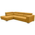 ECKSOFA  in Mikrofaser Dunkelgelb  207/301 cm  - Chromfarben/Dunkelgelb, Design, Textil/Metall (207/301cm) - Xora