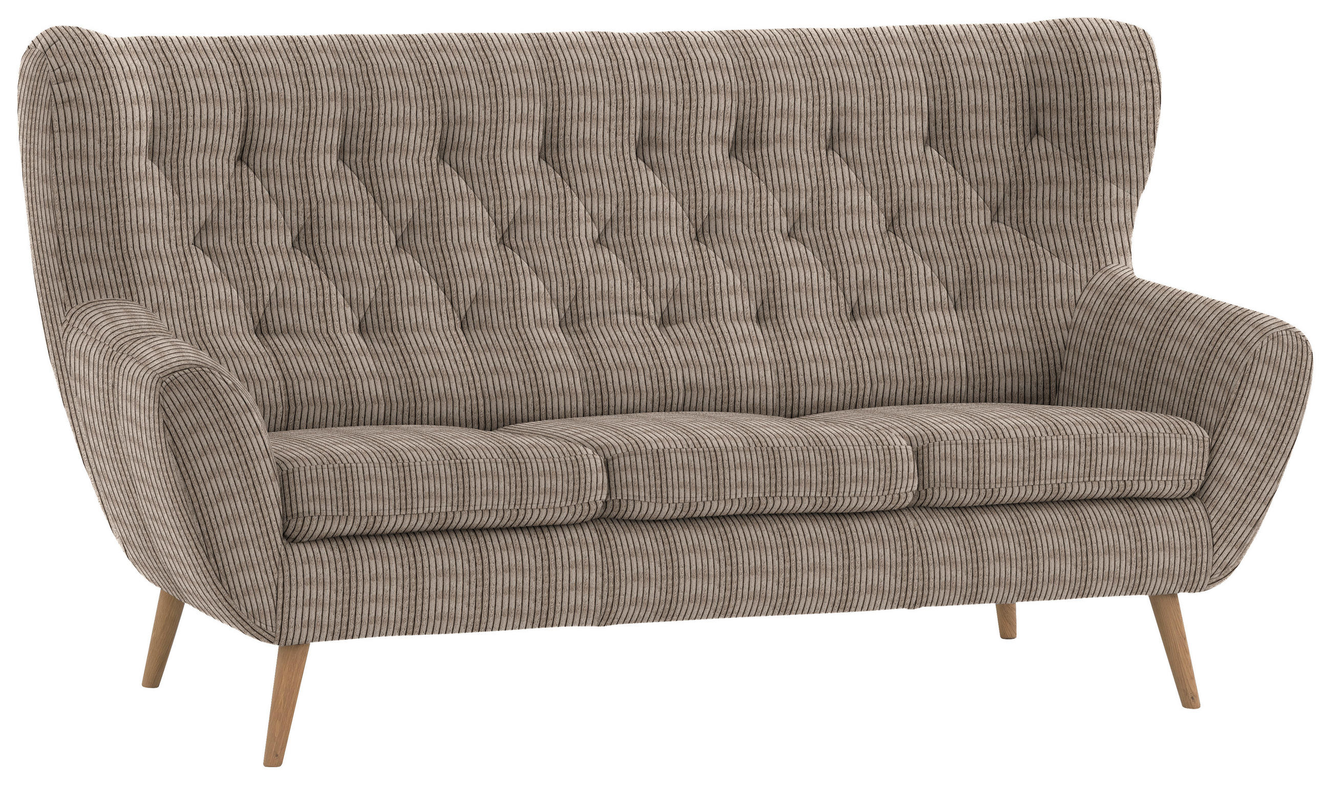 3-SITZER-SOFA in Cord Cappuccino  - Cappuccino, Design, Holz/Textil (187/101/95cm) - Stylife