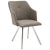 STUHL  in Edelstahl Lederlook Metall, Textil  - Taupe/Edelstahlfarben, Design, Textil/Metall (54/88/62cm) - Novel