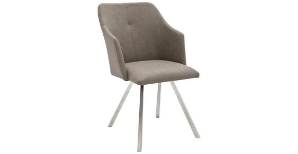 STUHL Lederlook Taupe, Edelstahlfarben - Taupe/Edelstahlfarben, Design, Textil/Metall (54/88/62cm) - Novel