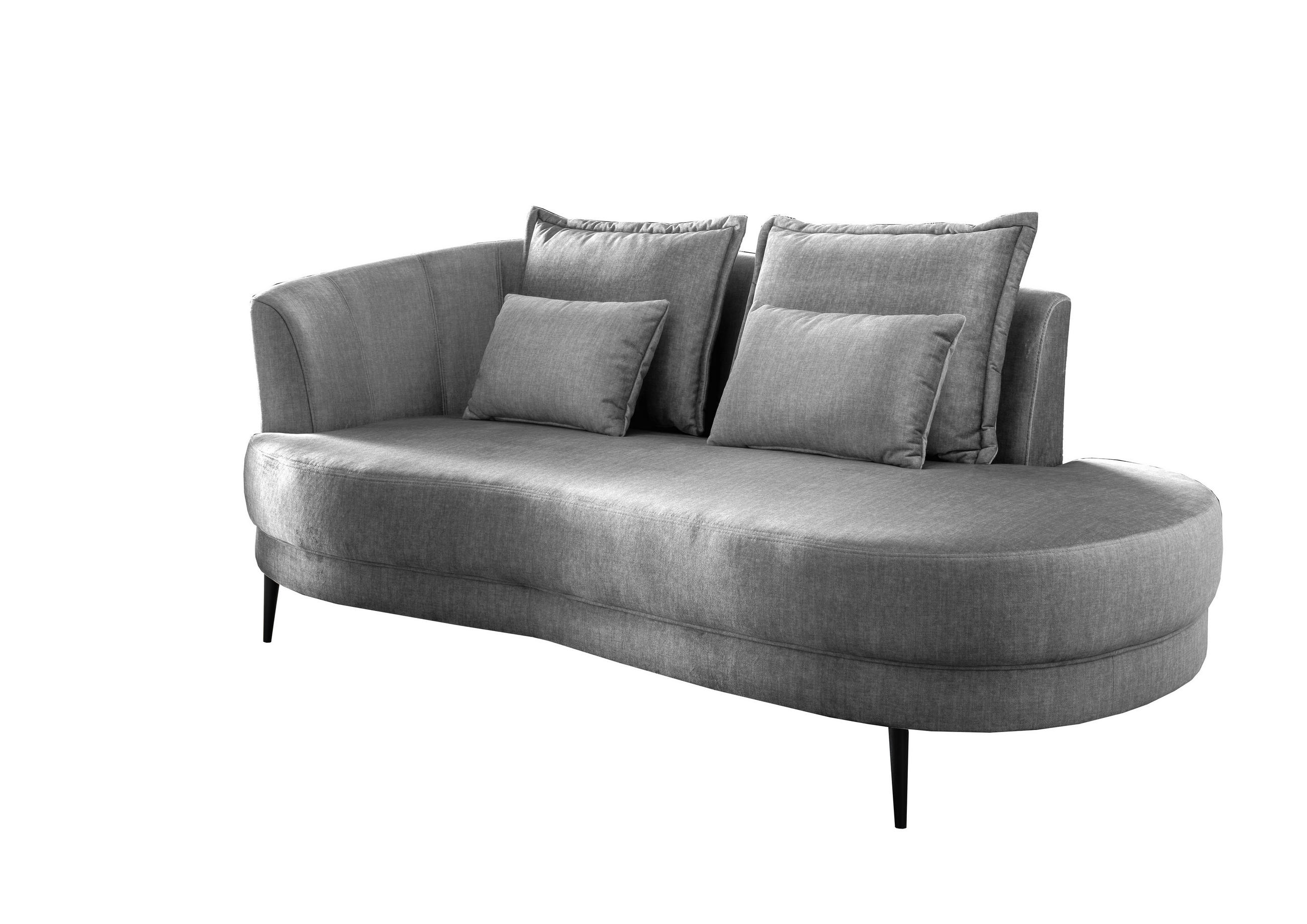 OTTOMANE in Velours Silberfarben  - Silberfarben/Schwarz, Modern, Textil/Metall (211/85/101cm) - Livetastic