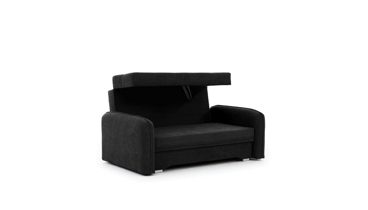 SCHLAFSOFA in Chenille Schwarz  - Silberfarben/Schwarz, Design, Kunststoff/Textil (155/105/75cm) - MID.YOU
