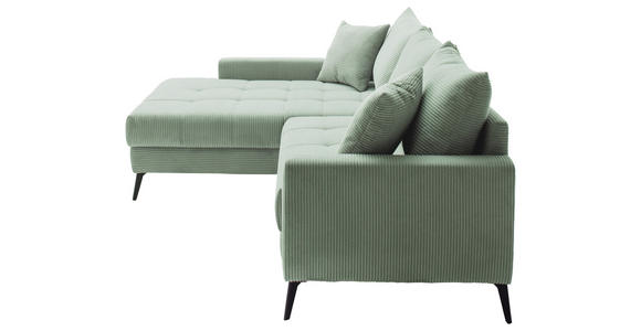 ECKSOFA  in Cord Pastellgrün  173/280 cm  - Pastellgrün/Schwarz, KONVENTIONELL, Textil/Metall (173/280cm) - Hom`in