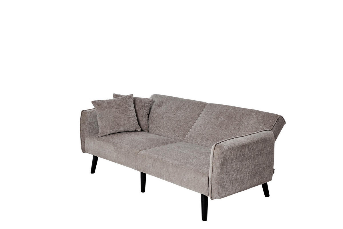 SCHLAFSOFA Bouclé Grau  - Schwarz/Grau, MODERN, Holz/Textil (191/83/84cm) - Livetastic