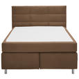 BOXSPRINGBETT 140/200 cm  in Sandfarben  - Sandfarben/Alufarben, KONVENTIONELL, Textil/Metall (140/200cm) - Dieter Knoll