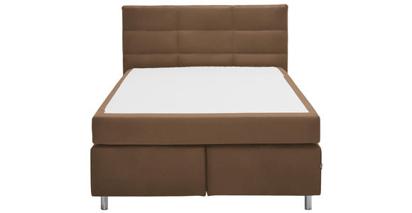 BOXSPRINGBETT 140/200 cm  in Sandfarben  - Sandfarben/Alufarben, KONVENTIONELL, Textil/Metall (140/200cm) - Dieter Knoll
