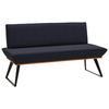 SITZBANK 180/87/64 cm Lederlook Schwarz, Eichefarben Eiche massiv  - Eichefarben/Schwarz, Design, Holz/Textil (180/87/64cm) - Voleo