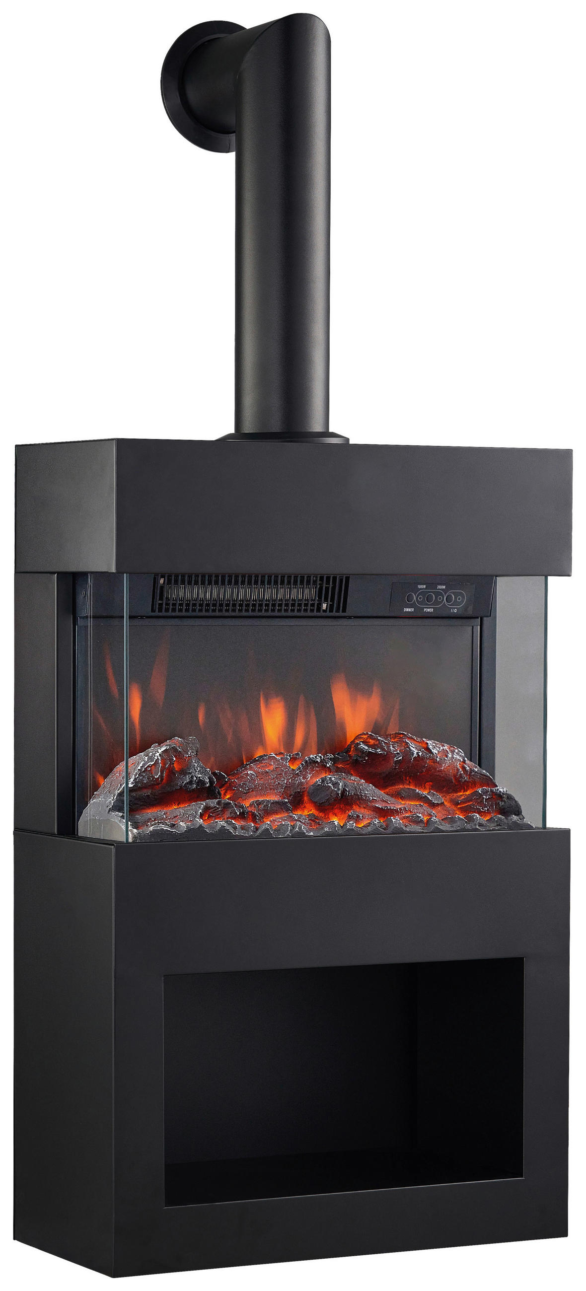 ELEKTROKAMIN - Schwarz, Basics, Glas/Metall (48,0/117,2/21,7cm)
