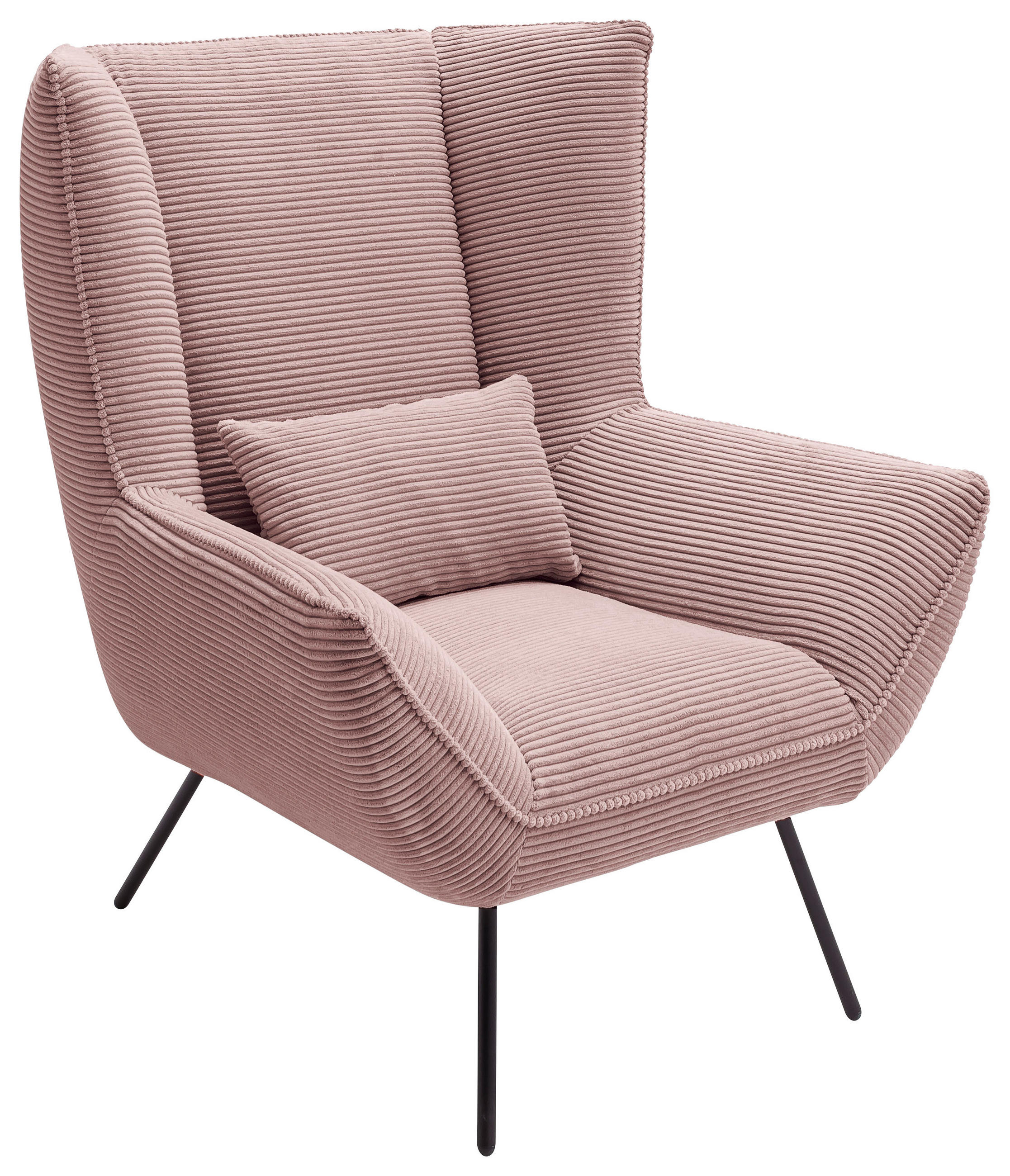 SESSEL Cord Rosa    - Schwarz/Rosa, Design, Textil/Metall (90/112/94cm) - Pure Home Lifestyle