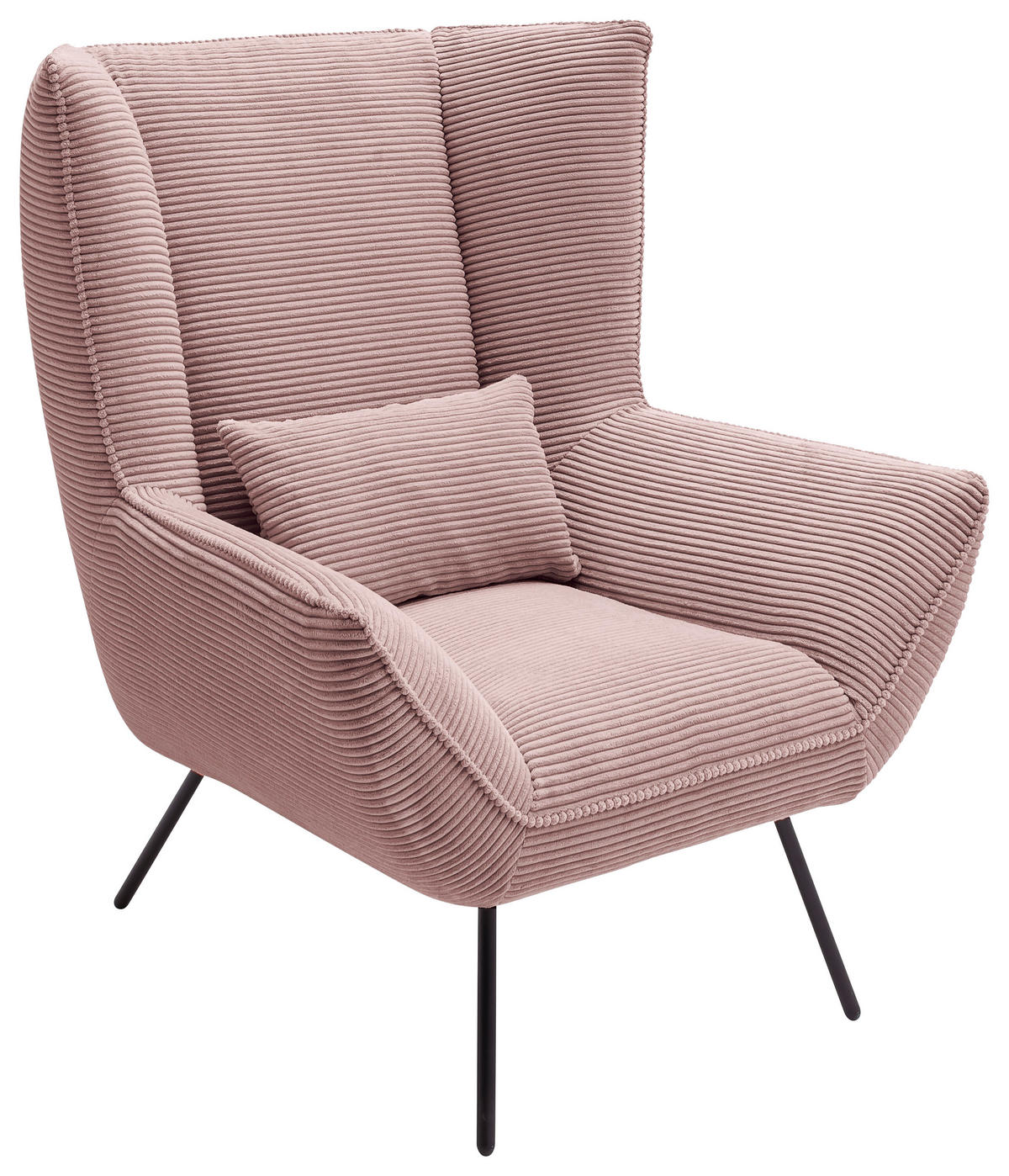SESSEL in Cord Rosa  - Schwarz/Rosa, Design, Textil/Metall (90/112/94cm) - Pure Home Lifestyle