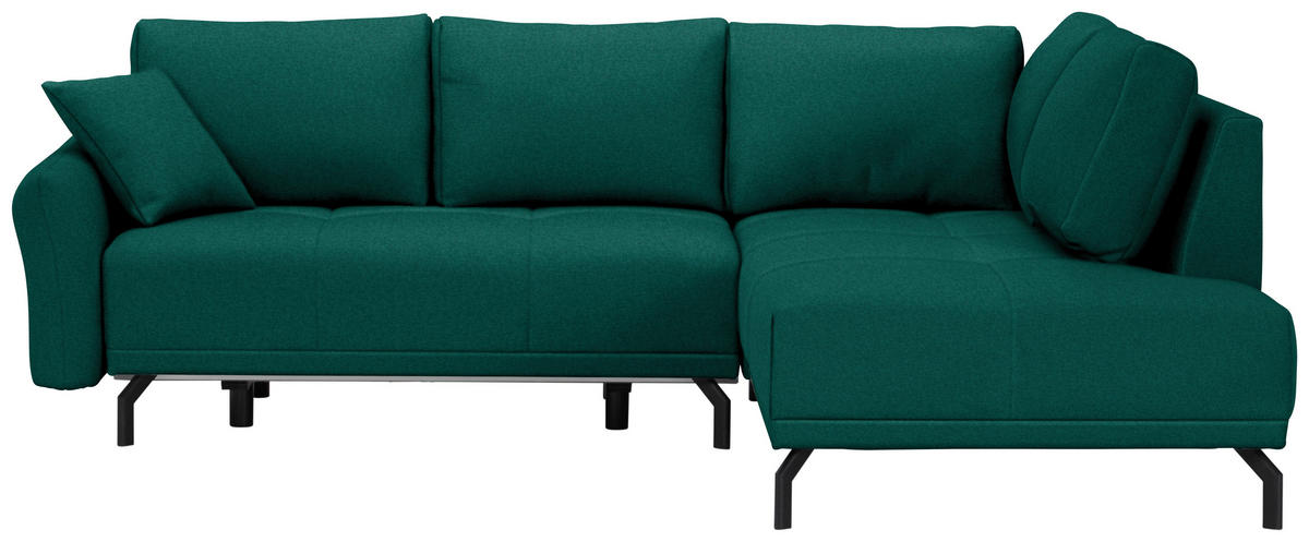 ECKSOFA in Samt Grün  250/191 cm  - Schwarz/Grün, Design, Textil/Metall (250/191cm) - Carryhome