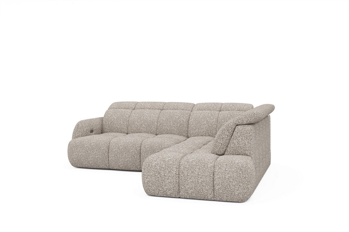 ECKSOFA Beige Webstoff Bettkasten, Schlaffunktion, Rücken echt, Kopfteilverstellung, Sitzvorzug  - Beige/Schwarz, Design, Kunststoff/Textil (275/230cm) - Welnova
