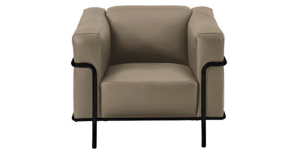 SESSEL in Echtleder Hellbraun - Hellbraun/Schwarz, Design, Leder/Metall (91/67/96cm) - Johann Jakob